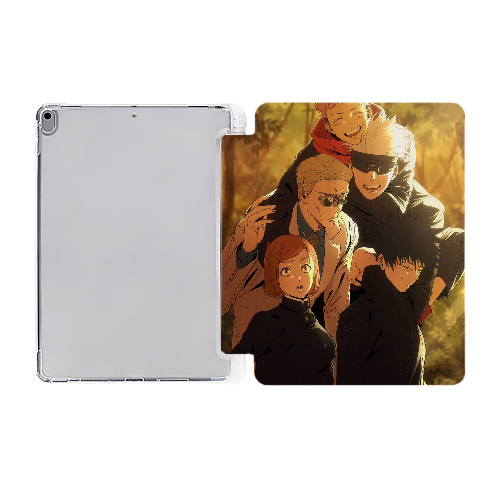 （画像用） 呪術廻戦 Jujutsu Kaisen IPad ケース ペン収納付き 三つ折りスタンド PUレザー×シリコン 対応機種9.5/10.5/10.9インチ